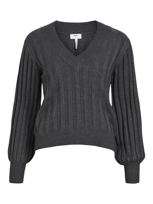 OBJALICE Pullover - Dark Grey Melange